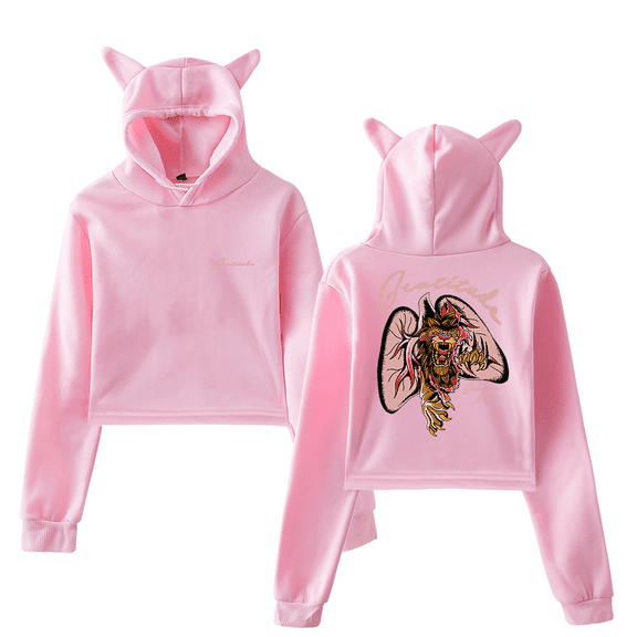 Brandon Lake Gratitude Girl's Cute Cat Ear Cropped Pullover Hoodie Hooded Sweatshirt