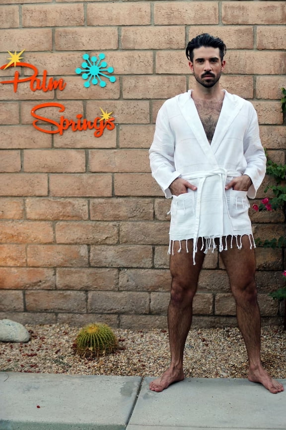 Brandon Men's short version Turkish hoodie Robe 100% Cotton.