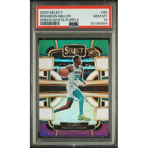 Brandon Miller 2023 Select Green White Purple Prizm Rookie Card #80 PSA 10