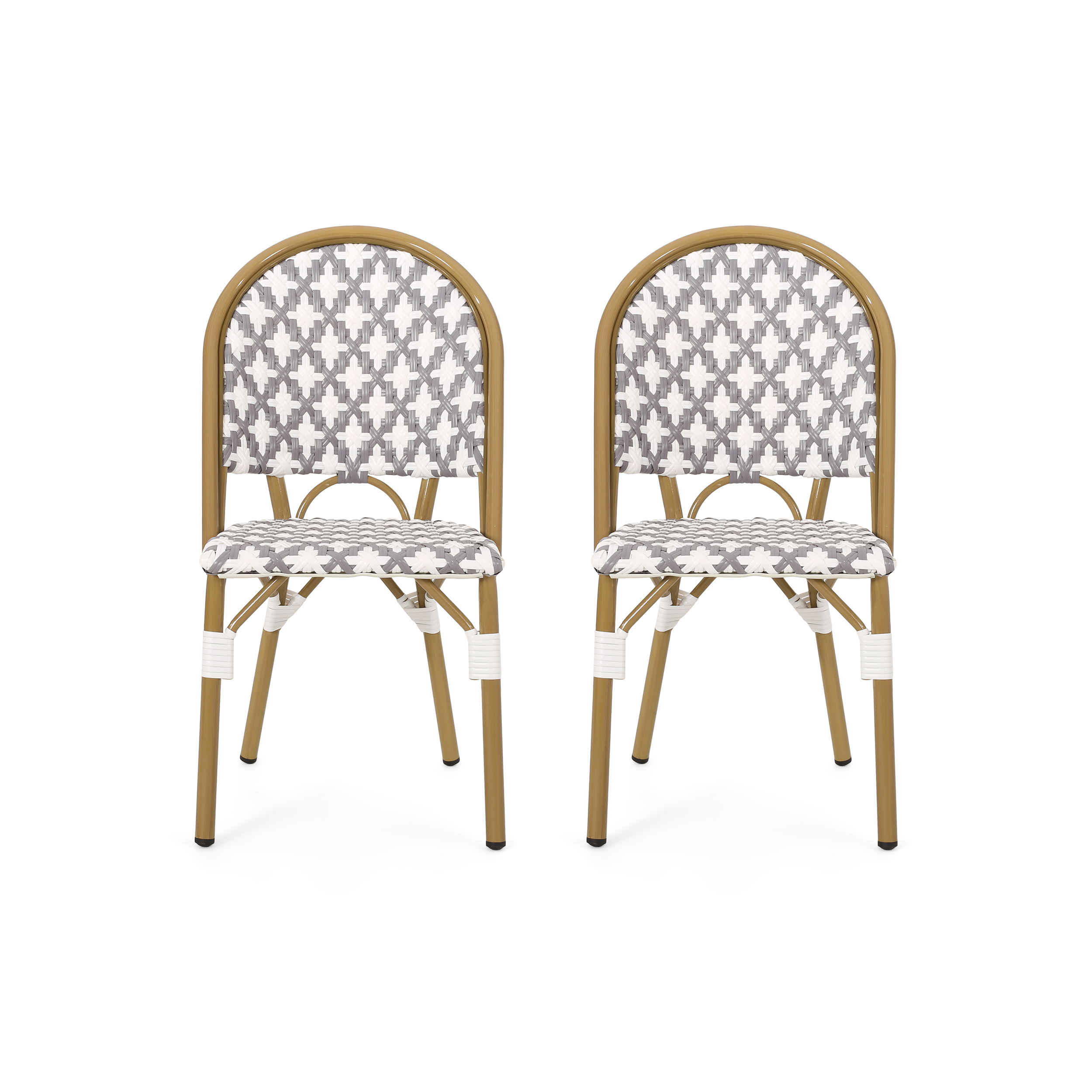 Brandon Outdoor French Bistro Chair, Set of 2, Gray, White, Bamboo Finish - image 1 of 8