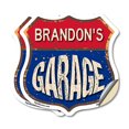 thumbnail image 1 of Brandon's Garage (2 Pack) 12 inch X 12 inch Shield Shaped Heavy Duty 3.2 mil Vinyl Decals Weather Resistant, UV Protected To last, Gift for Dads and Uncles Classic Americana Crafted in, 1 of 6