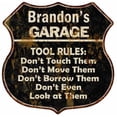 thumbnail image 1 of Brandon's Garage Tool Rules Sign Shield Metal Gift 211110003377, 1 of 1