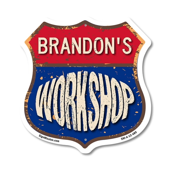 Brandon's Workshop 12 inch X 12 inch Shield-Shaped Rust-Free Aluminum Metal Sign Weather Resistant, UV Protected To last, Gift for Dads and Uncles Classic Americana Crafted in the USA