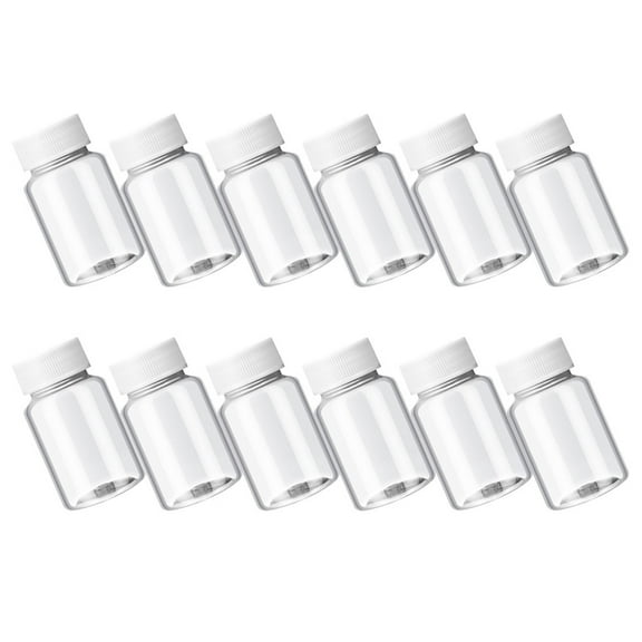 Brandonz 12 Mini Clear Plastic Juice Bottles with Caps - Smoothie Containers