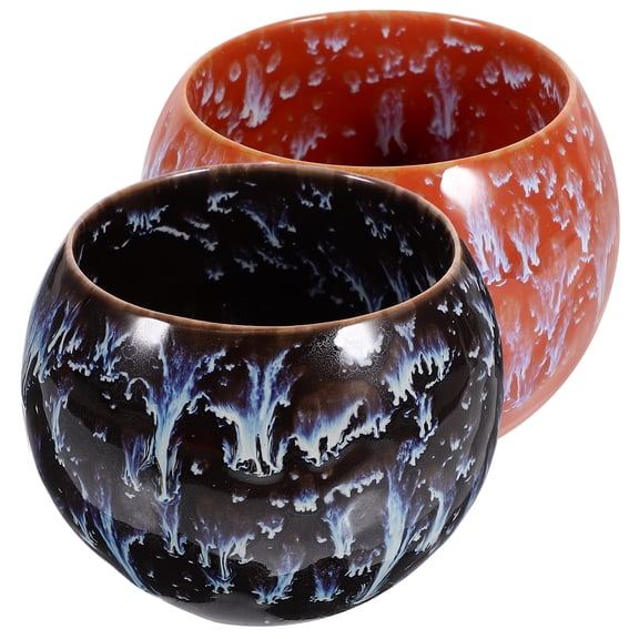 STRANDCHIC 2Pcs Ceramic Espresso Cup Set Assorted Colors Japanese Style Teacup for Home Use
