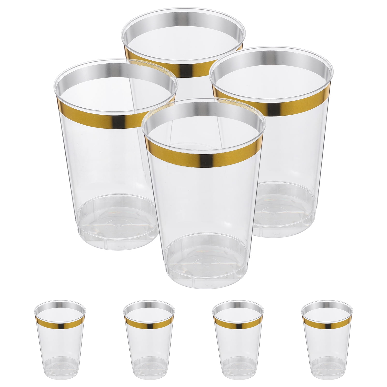 Brandonz 8 Clear Plastic Cups with Gold Rim - Disposable Drinking Glasses for Parties - Walmart.com