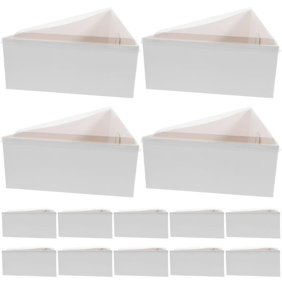 STRANDCHIC White Triangle Cake Boxes for Bakery Packaging, Paper and Plastic, 50 Sets for Dessert Display and Storage