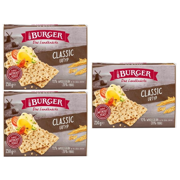 Brandt Burger Crispbread Cracker, 8.8 Oz, No Yeast (Pack of 3, Classic)