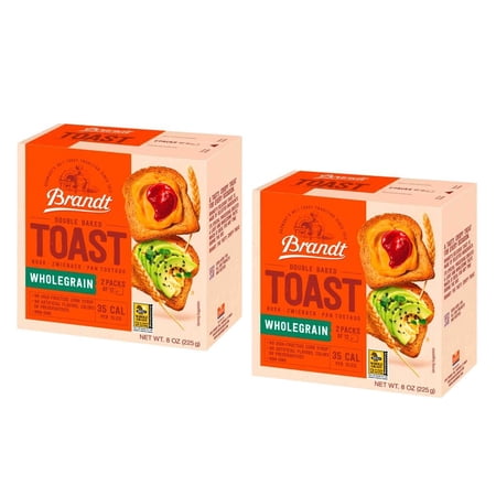 Brandt Toast, Zwieback, Whole Grain Rusk, Double Baked, 8 Ounces, 2 Pack
