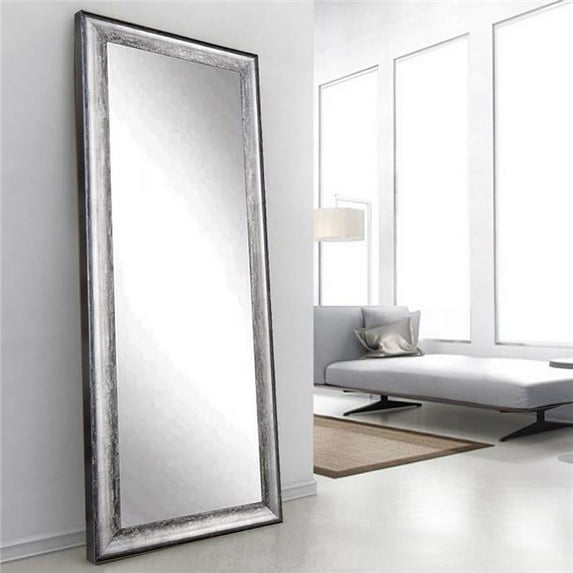 Midnight Silver Framed Floor Leaning Tall Mirror 33''x 67''