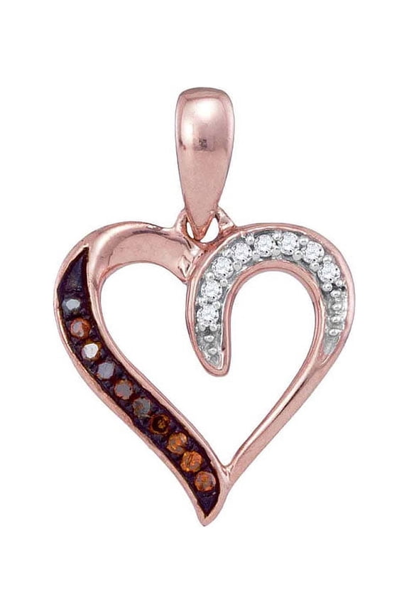 10K Ravishing Rose Gold Dark Brown Diamond Lovely Sparkling Heart Necklace Pendant 1/20 Ctw.