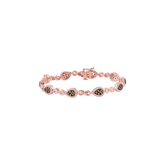 Brandy Diamond 10k Rose Gold Chocolate Brown Diamond Fashion Bracelet 2 Ctw