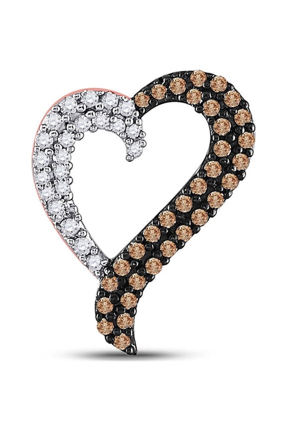 14k Rose Gold Brown Diamond Lovely Heart Pendant 1/3 Ctw