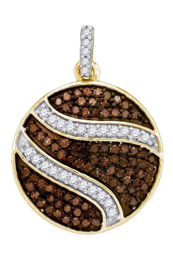 Chocolate Brown 10K Yellow Gold Halo Fine Necklace Pendant 3/4 Ctw.