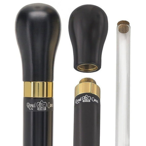 Royal RC Canes Brandy Flask Smuggler Walking Cane with Hidden Glass Flask 36.5" Beechwood Shaft Cane with Knob Handle Secret Compartment Canes for Men & Canes for Women