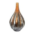 thumbnail image 1 of Brandy Foiled & Lacquered Ceramic Ridged Teardrop Vase, Orange & Silver, 1 of 1