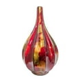 thumbnail image 1 of Brandy Foiled & Lacquered Ceramic Ridged Teardrop Vase, Red & Gold, 1 of 1