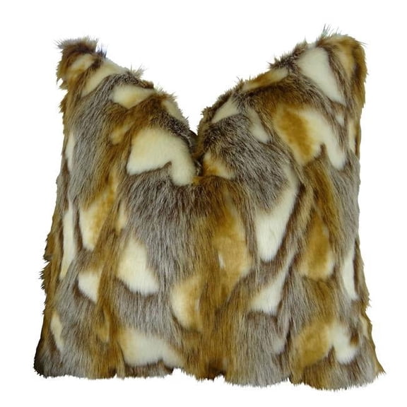 Brandy Fox Handmade Throw Pillow - Light - Brown - Gold & White - 22 x 22 in.
