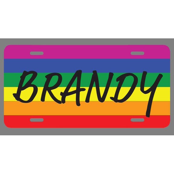 Brandy Name Pride Flag Style License Plate Tag Vanity Novelty Metal | UV Printed Metal | 6-Inches By 12-Inches | Car Truck RV Trailer Wall Shop Man Cave | NP1924