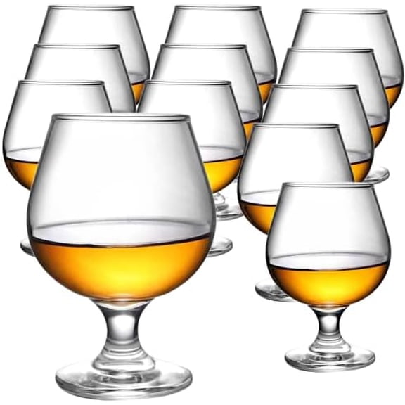 Brandy Wine Glasses Set of 12,Clear Glass Brandy Snifter 11 OZ,Short Stemmed Cognac Glasses Drinking and Tasting Glassware for Bourbon,Scotch,Spirit$$Home Decor, Kitchen, & Other