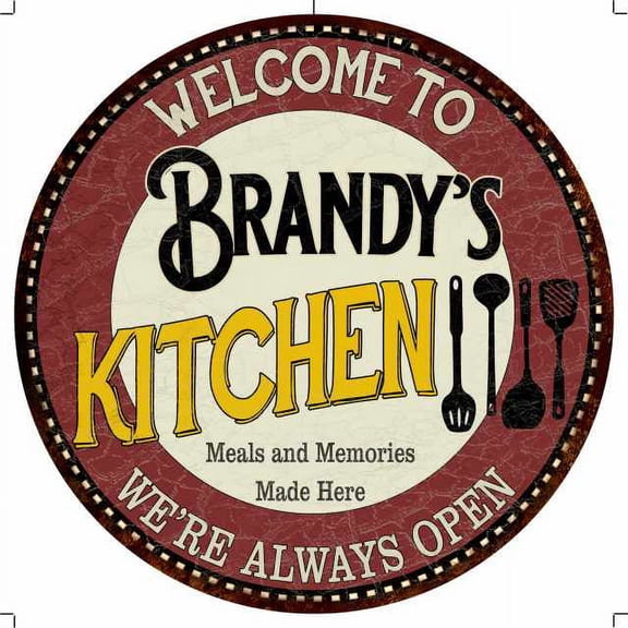 Brandy's Kitchen 14" Round Metal Sign Bar Game Room Wall Decor 100140040278