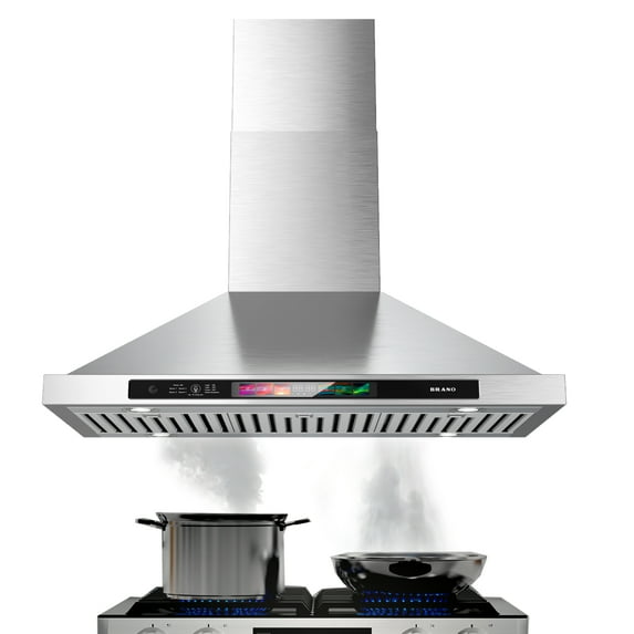 Brano 36-Inch Wall Mount Range Hood, 900 CFM, Stainless Steel, Ducted/Ductless Convertible