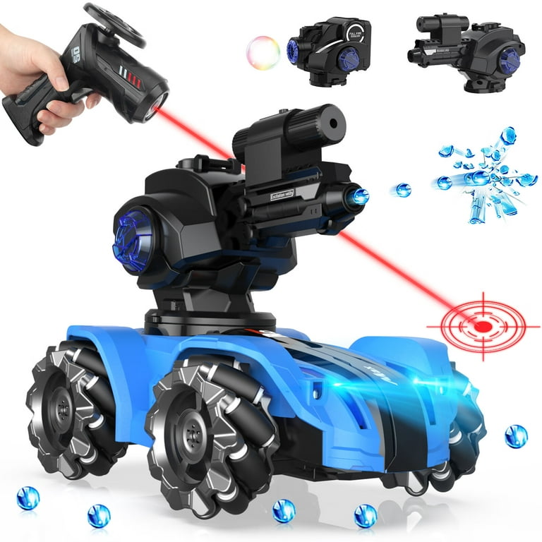 SULOBOM RC Tank Car, Shooting Water Bullets Remote Control Car, Kids Battle  Stunt Car, Blow Bubble, Shoot Foam Darts, 360°Rotating, LEDs, Music, Toy  Gifts for 6-15 Years Old Boys Girls 