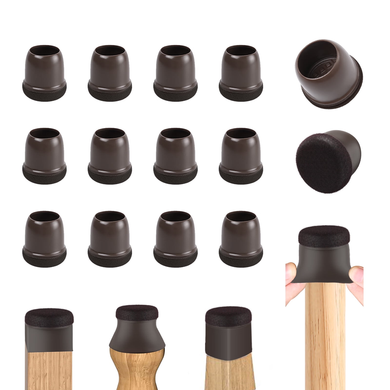 Brano Silicone Chair Leg Floor Protectors with Felt, 12 Pcs Chair Leg