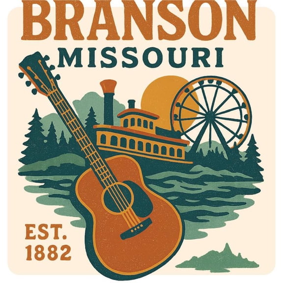 Branson Missouri Vintage Design Souvenir Decorative Vinyl Decal Sticker 2-Inch