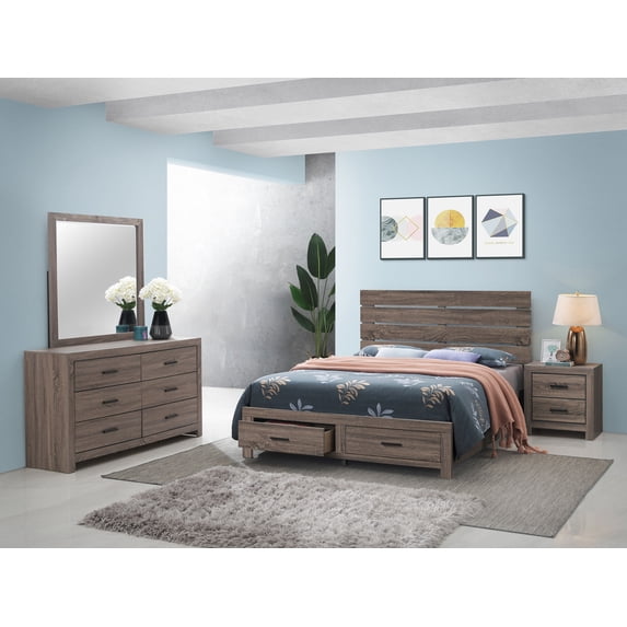 Coaster Brantford 4-Piece Eastern King Bedroom Set, Barrel Oak