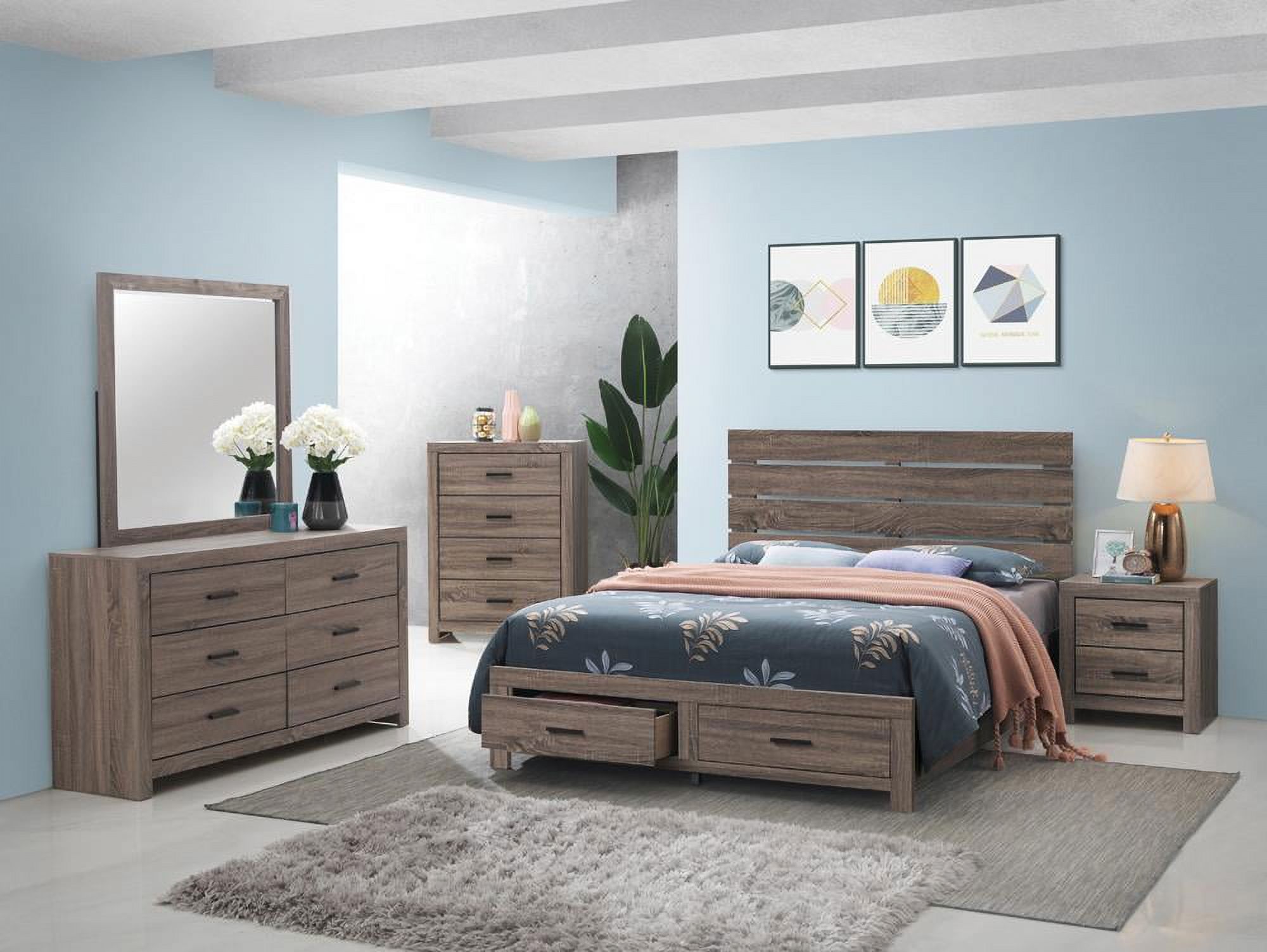 Prepac Monterey Queen Size 5 Piece Wooden Bedroom Set in White