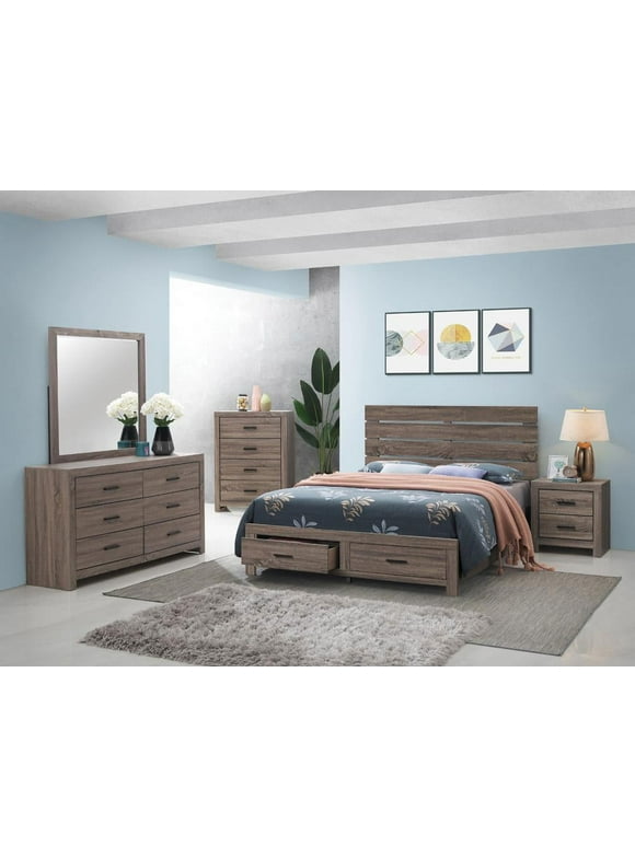 Brantford 4-piece Queen Storage Bedroom Set Barrel Oak