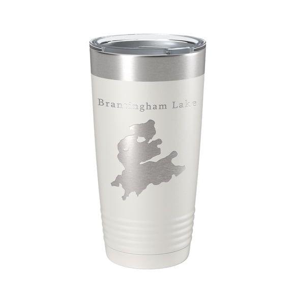 Brantingham Lake Map Tumbler Travel Mug Insulated Laser Engraved Coffee Cup New York 20 oz White