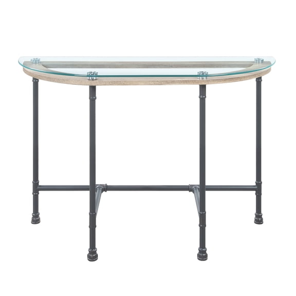 Brantley Clear Glass & Sandy Gray Finish Sofa Table