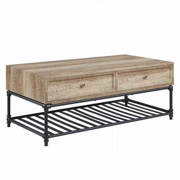 Brantley Oak Coffee Table | Industrial Design & Storage | KD Structure