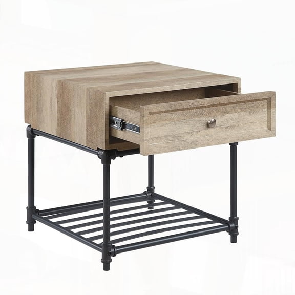 Brantley | Oak & Sandy Gray Finish with Storage & Shelf
