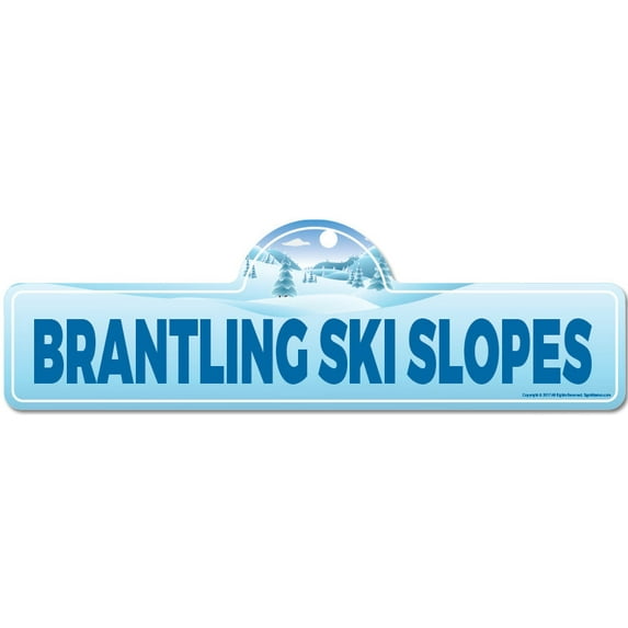 Brantling Ski Slopes Street Sign | Indoor/Outdoor | Skiing Skier Snowboarder Décor for Ski Lodge Cabin Mountian House | SignMission personalized gift