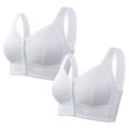 thumbnail image 1 of Bras Under $5! Cagogo 2 Pack Women's Front Closure Bras No Underwire Push Up Bras Plus Size Wireless Comfort Bralettes Full Coverage Everyday Bra for Older Women Brasieres Para Mujer, 1 of 3
