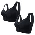 thumbnail image 1 of Bras Under $5! Cagogo 2 Pack Women's Front Closure Bras No Underwire Push Up Bras Plus Size Wireless Comfort Bralettes Full Coverage Everyday Bra for Older Women Brasieres Para Mujer, 1 of 3