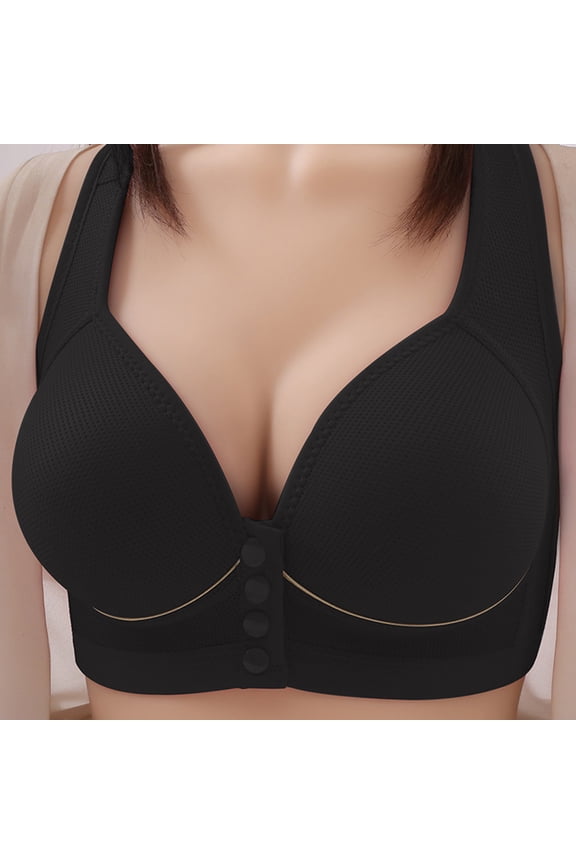 Bras Under $5! Cagogo Women's Plus Size Front Close Wireless Bra Full Coverage Push Up No Underwire Everyday Bras Comfort Support Bralettes Brasieres Para Mujer