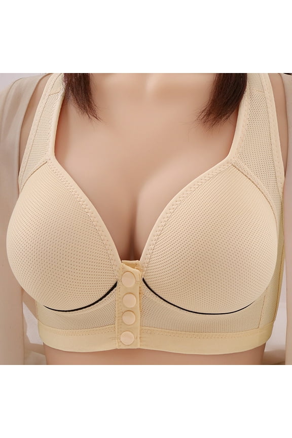 Bras Under $5! Cagogo Women's Plus Size Front Close Wireless Bra Full Coverage Push Up No Underwire Everyday Bras Comfort Support Bralettes Brasieres Para Mujer