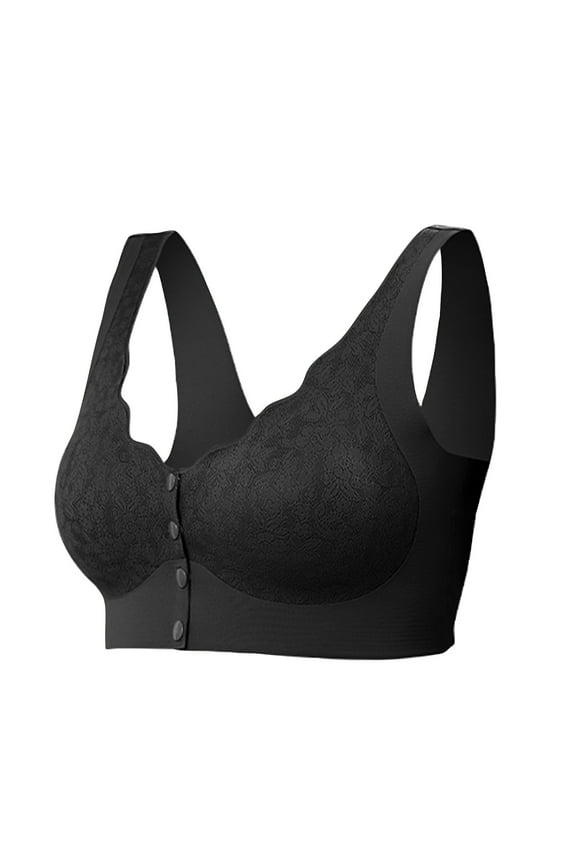 Bras! Ashirexll Front Close Bras for Women, Wireless Push Up Solid Color Soft Summer Thin No Steel Ring Breathable Gathering Bra Black XXL