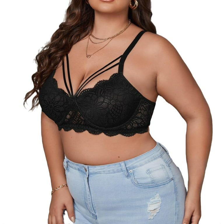 Bras Black Plus Size Sexy Lingerie (Women's) 