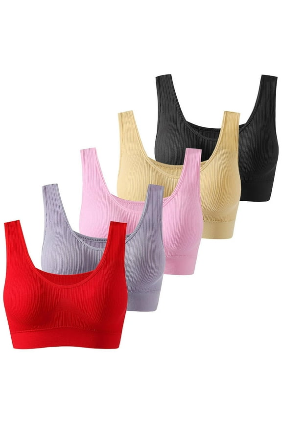 Bras Clearance $5,Ladies Bras,Womens Sports Bra without Steel Ring U-Shaped Beauty Back with Breast Pad Everyday Underwear