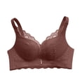 thumbnail image 1 of Bras for Elderly Women Ladies Comfortable Breathable No Underwire Lace Push up Bra Woman Underwear V-Neck Lightly Lined Bra Feature Hook and Eye Closure Padded Bra Style Y-589 , Coffee 32, 1 of 8