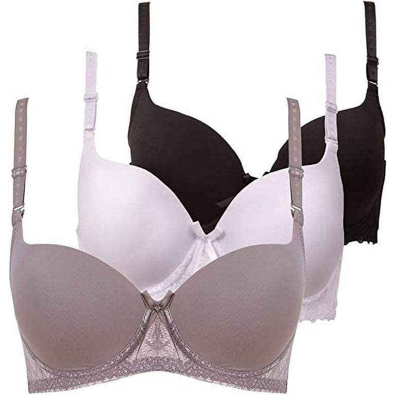 Bras For Women 3 Pack Underwire Full Coverage Bra Contour Everyday Bra With  Lace Assortive B 40C 