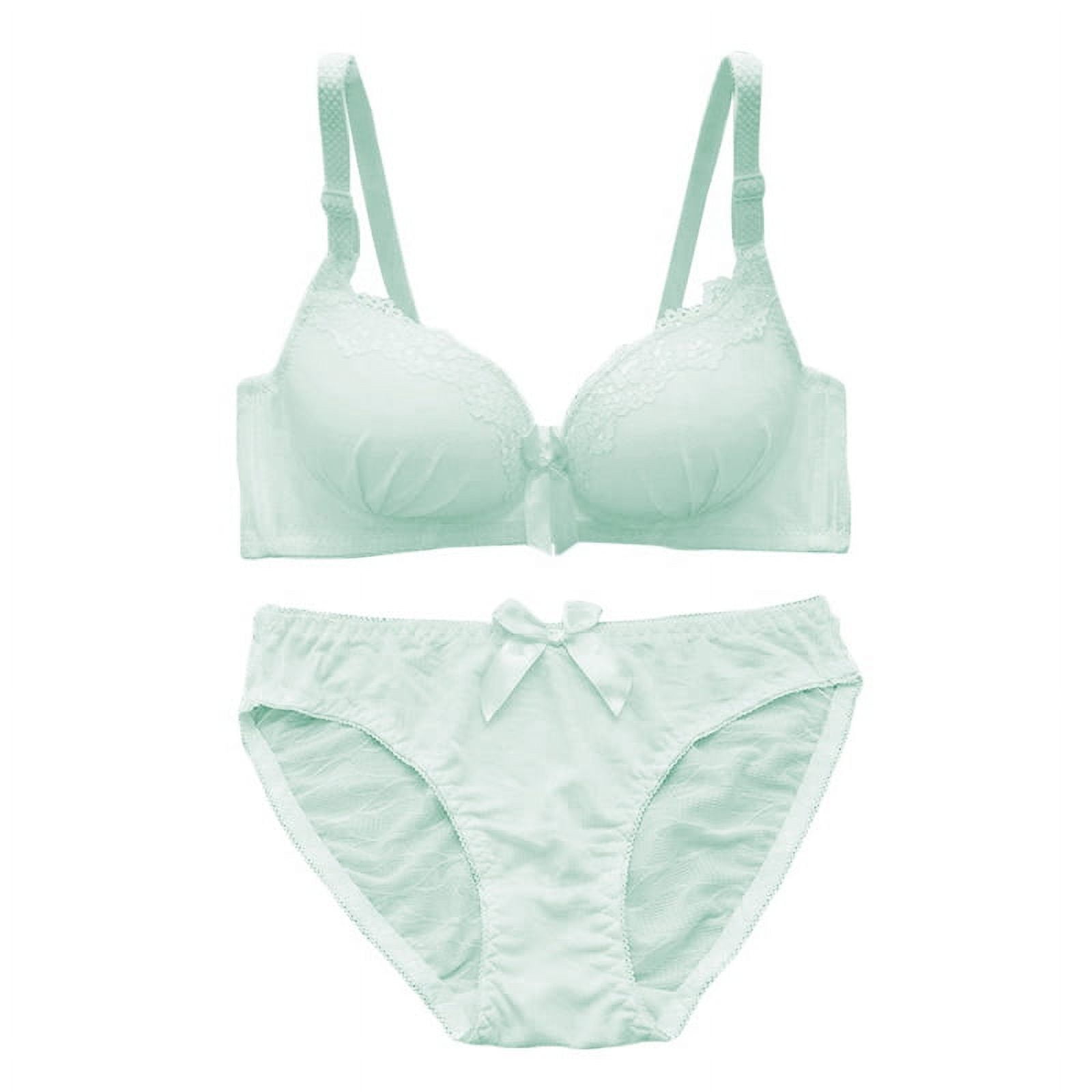 Women Small Breast Bra Lace Underwear Set Underwear Set Big Breasts Steel  Color White Cup Size 85B