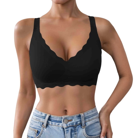 Gkeoshab Sports Bra Women's Plus Size Seamless Wireless Bra Push Up Shaping Full Coverage Comfort Bralette for Daily Sports and Casual Wear