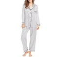 thumbnail image 1 of Bras For Women Silk-Like Long Sleeve Pajama Set - 2-Piece Button Down Sleepwear Nightwear Loungewear Style M Nightgowns For Women, 1 of 4