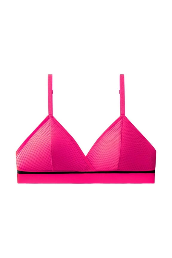 Bras For Women Triangle Cups Cotton Soft Comfortable Wireless Lightly Lined Wire-Free Bralette Sporty Everyday Bra (Free Size, Hot Pink)